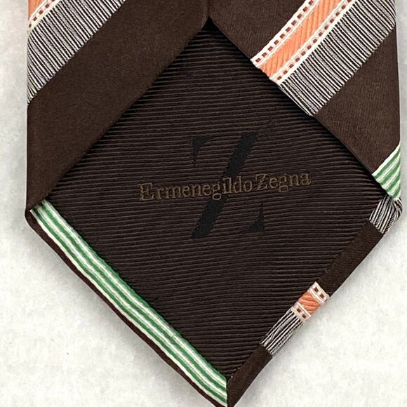 Mens 100% Silk Neck Tie Ermenegildo Zegna Italy 60/3.5 - Picture 4 of 7